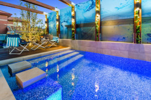 Courtyard blue tile swimming pool