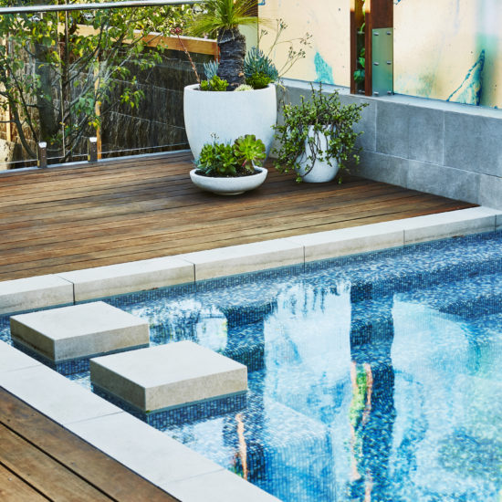 Fully tiled courtyard family pool