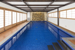 Zen Japanese pool rice paper walls stairs